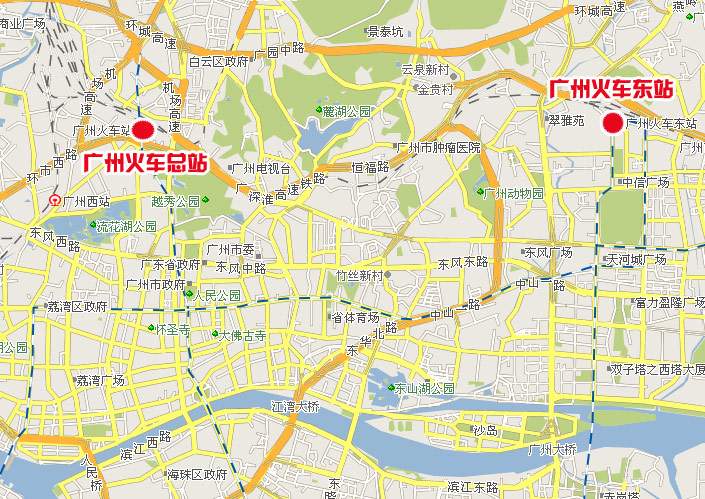 广州火车东站,火车总站地图图片